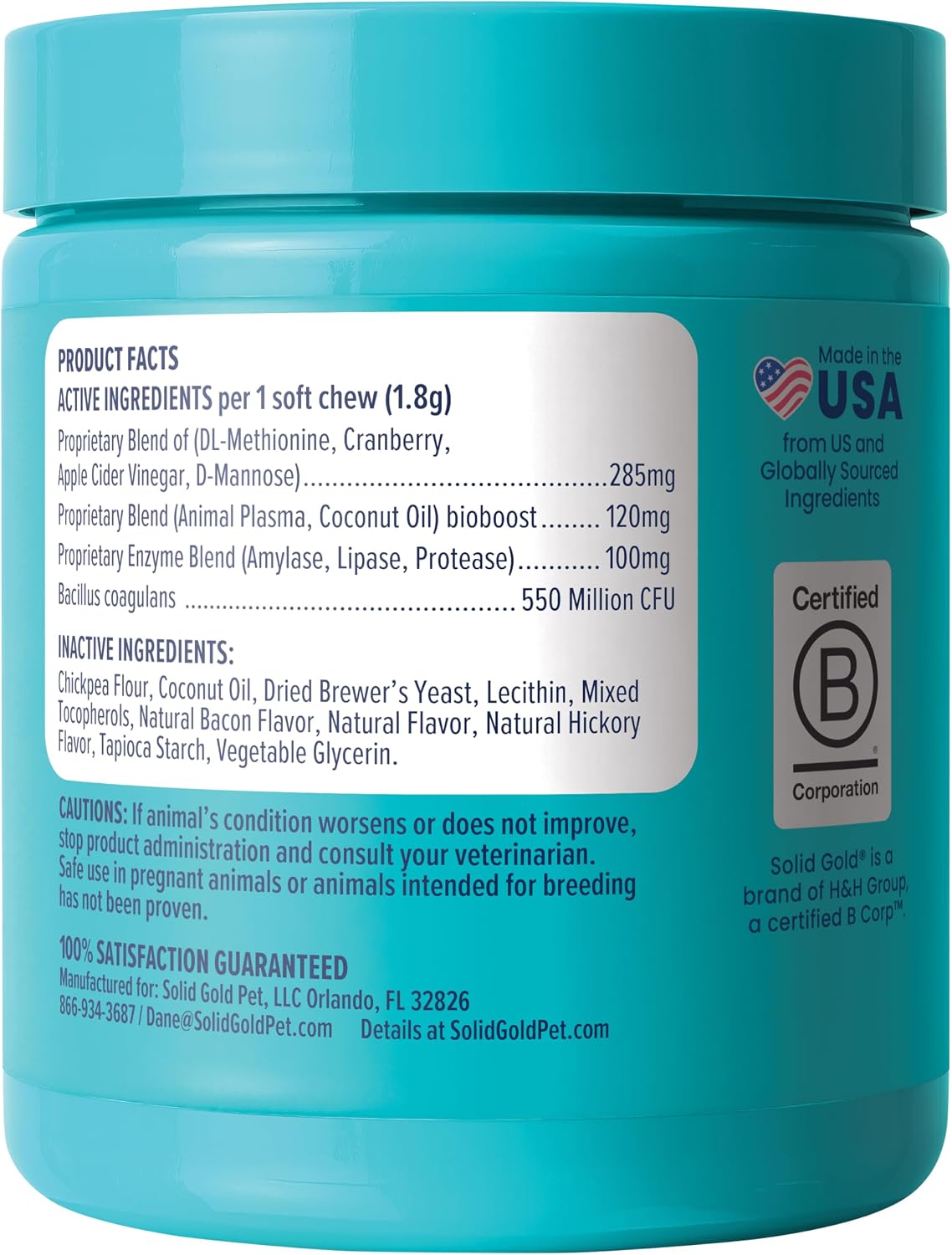 Solid Gold Masticables para Perros para Reparar el Césped - Neutralizador de Orina con Apoyo Urinario, Riñón, Vejiga y pH - Sabor a Bacon - 120 unidades