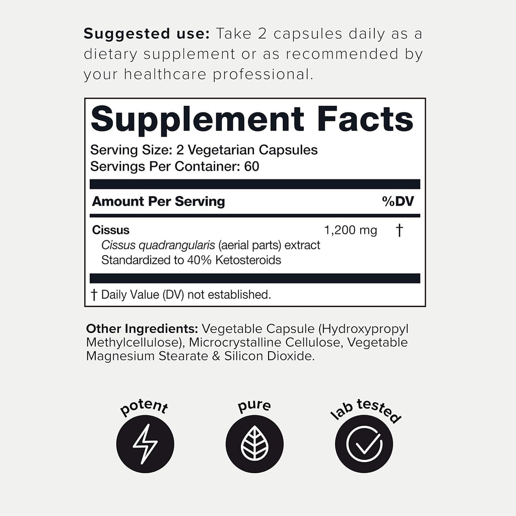 Toniiq Cissus Quadrangularis Cápsulas - 1200mg Extracto Concentrado con Mín. 40% Ketosteroides