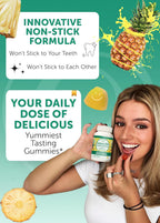 Lunakai Vitamina D3 Gomitas 2000 UI - No-GMO, Sin Gluten, Sabor Piña - 60 Unidades