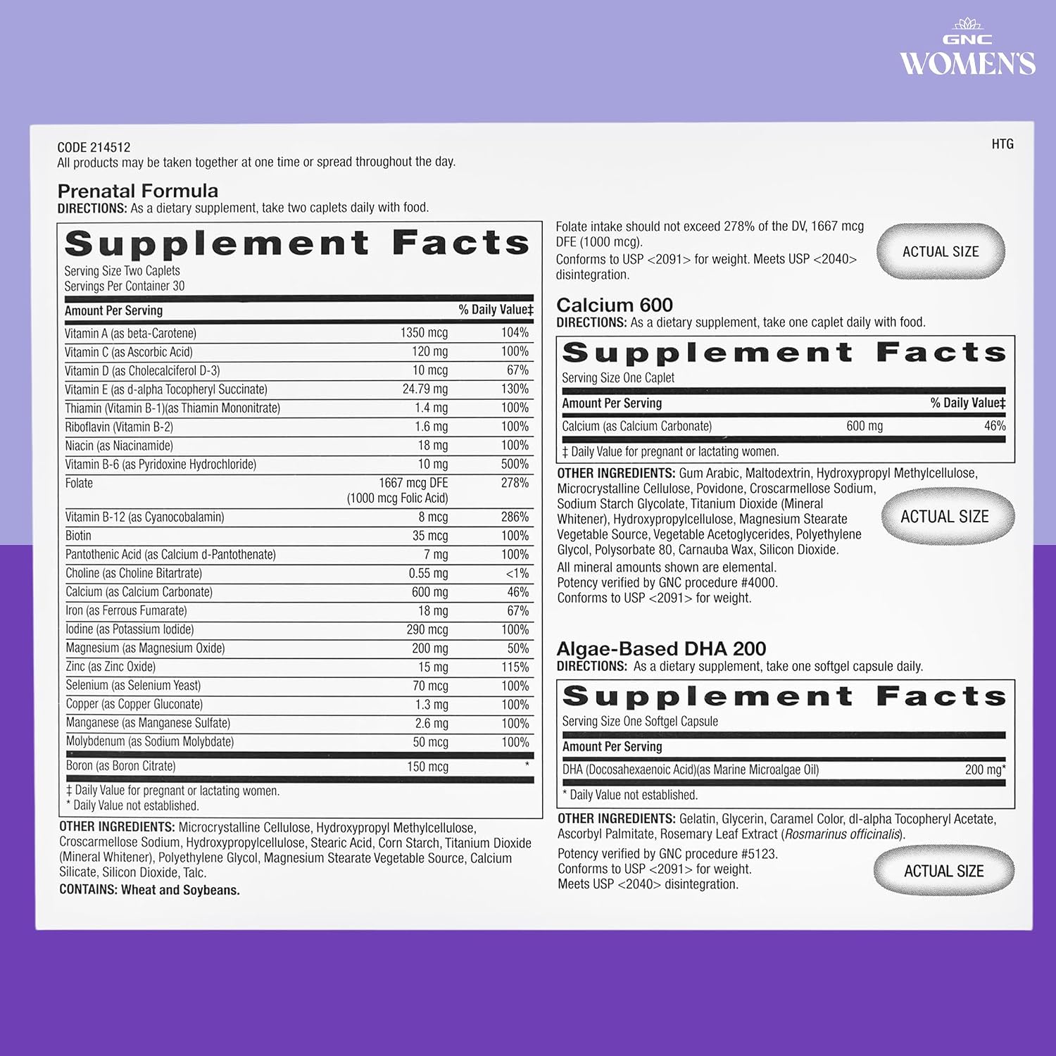 GNC Women's Prenatal Program - Sistema de suplementos diarios, 30 packs