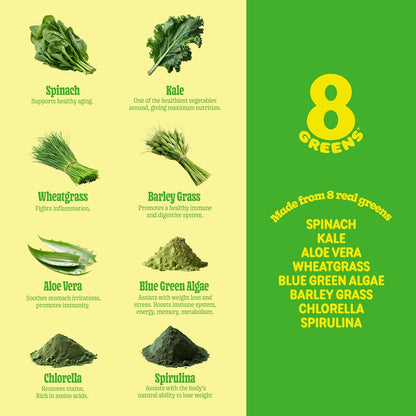 8Greens Daily Greens - Comprimidos Efervescentes de Vegetales Verdes con Aloe Vera, Sabor Limón-Lima, 30 Comprimidos – Image 7