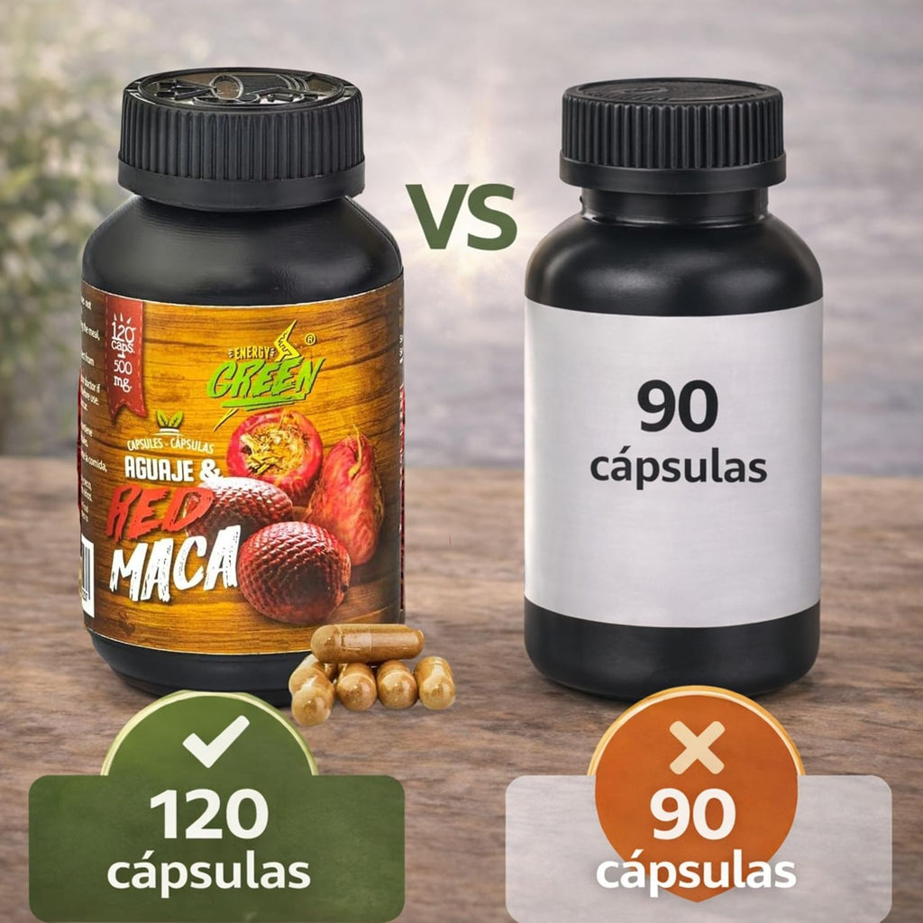Amazon Andes Aguaje con Maca Roja 1000mg - Superalimento Peruano - 120 Cápsulas Vegetales