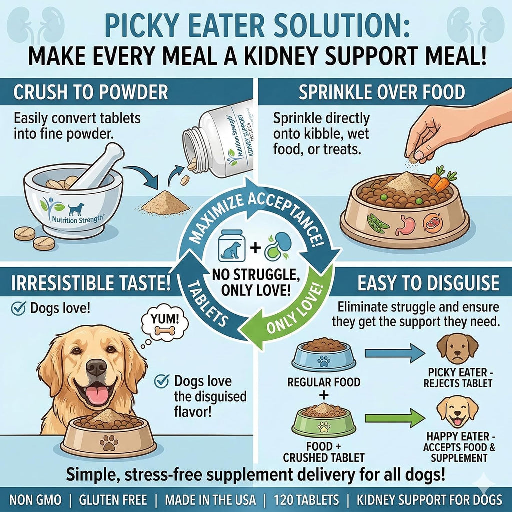 Nutrition Strength Kidney Support for Dogs - Apoyo Renal, Vejiga y Tracto Urinario, con Arándano Rojo Orgánico y Astrágalo, 120 Comprimidos Masticables