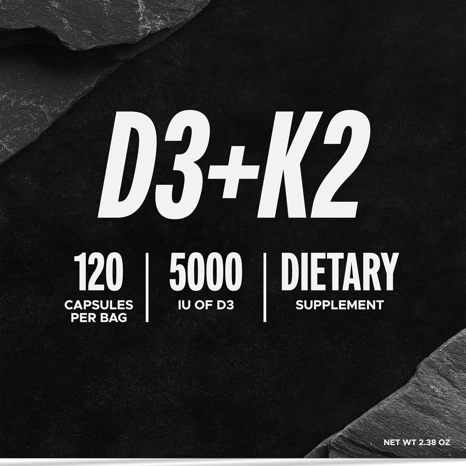 FITAID Essentials Vitamina D3 K2 5000 IU, 120 Cápsulas Veganas