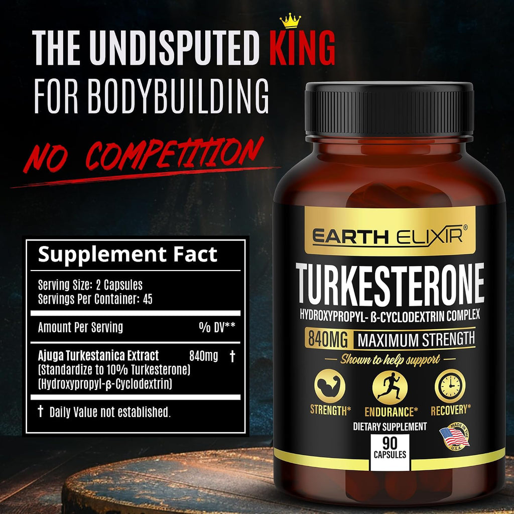 Turkesterone 840 mg – Apoyo Natural de Testosterona con Extracto Puro de Ajuga Turkestanica