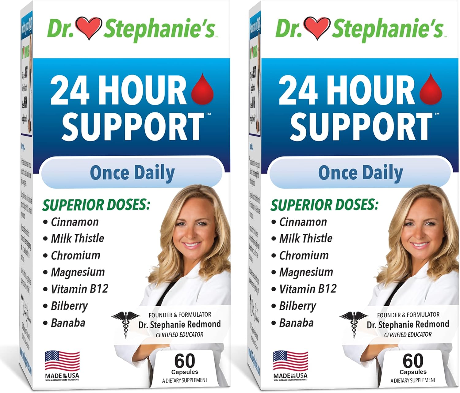 Pharmaganics Blood Sugar 24 Hour – Fórmula 6 en 1 con Canela, Banaba, Cromo, Cardo Mariano y Más – Suplemento Diario