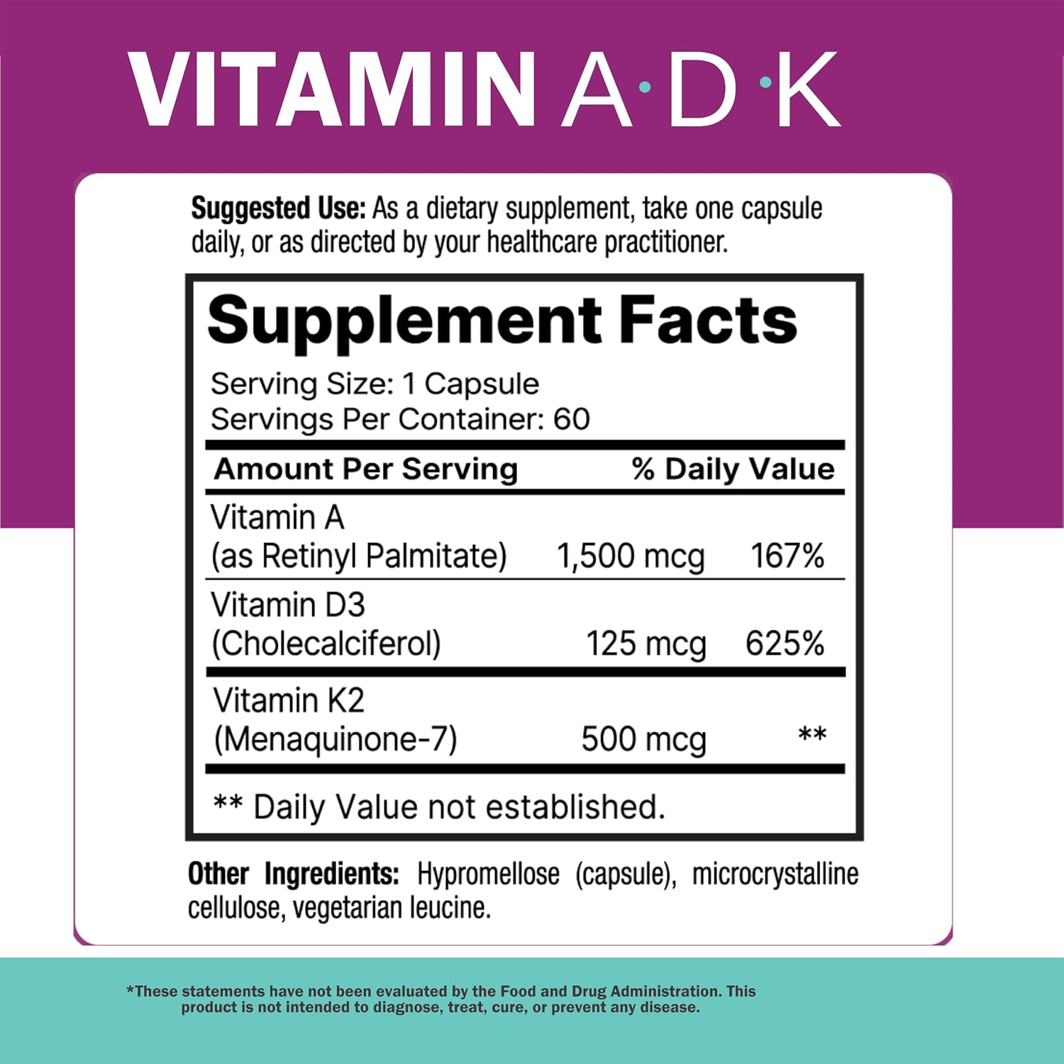 NatureGenX ADK – Vitaminas A, D3 y K2 MK-7 para la Salud Ósea – 60 Cápsulas