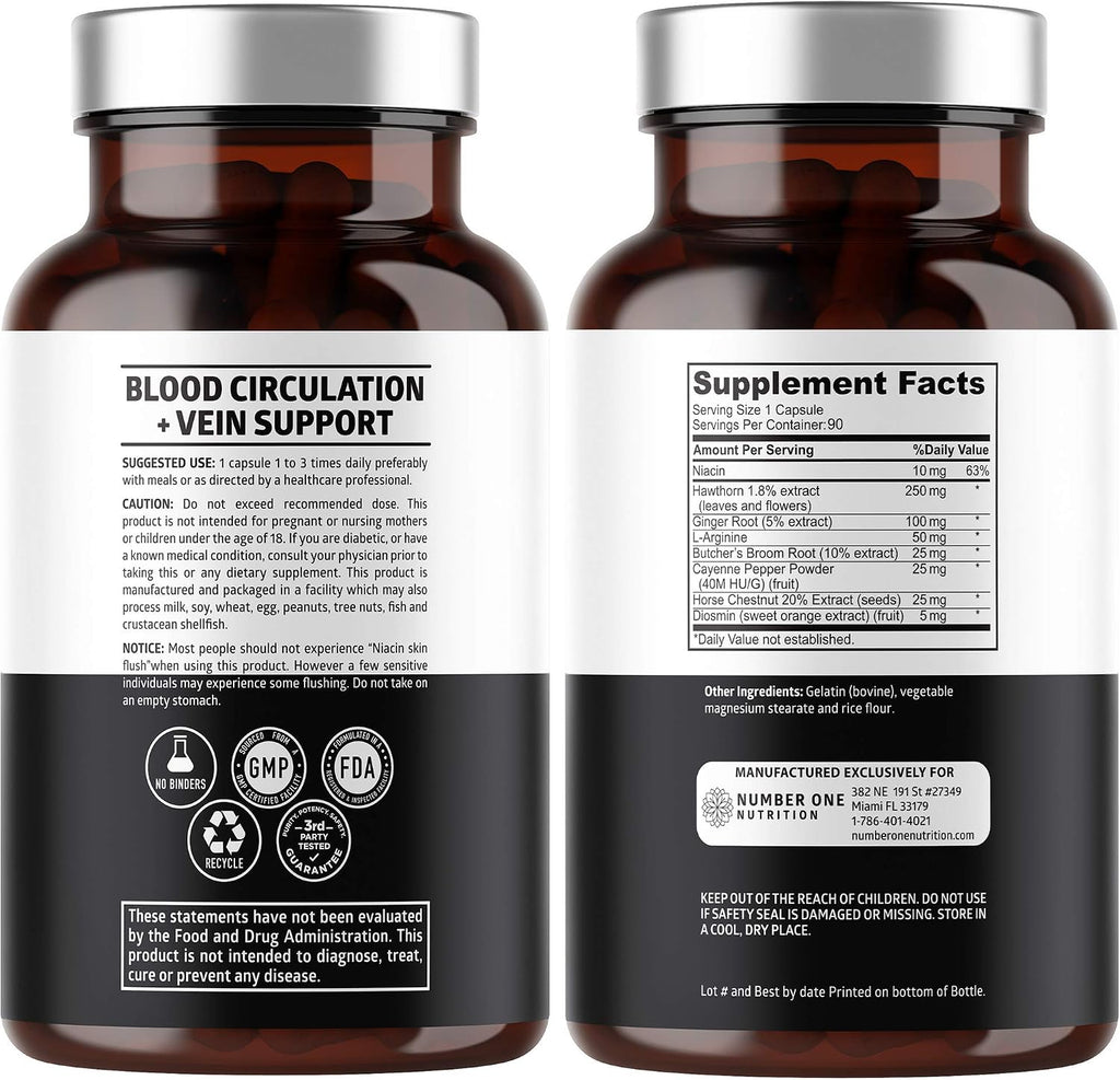 Number One Nutrition Suplemento Premium para la Circulación Sanguínea con 8 Hierbas y Vitaminas