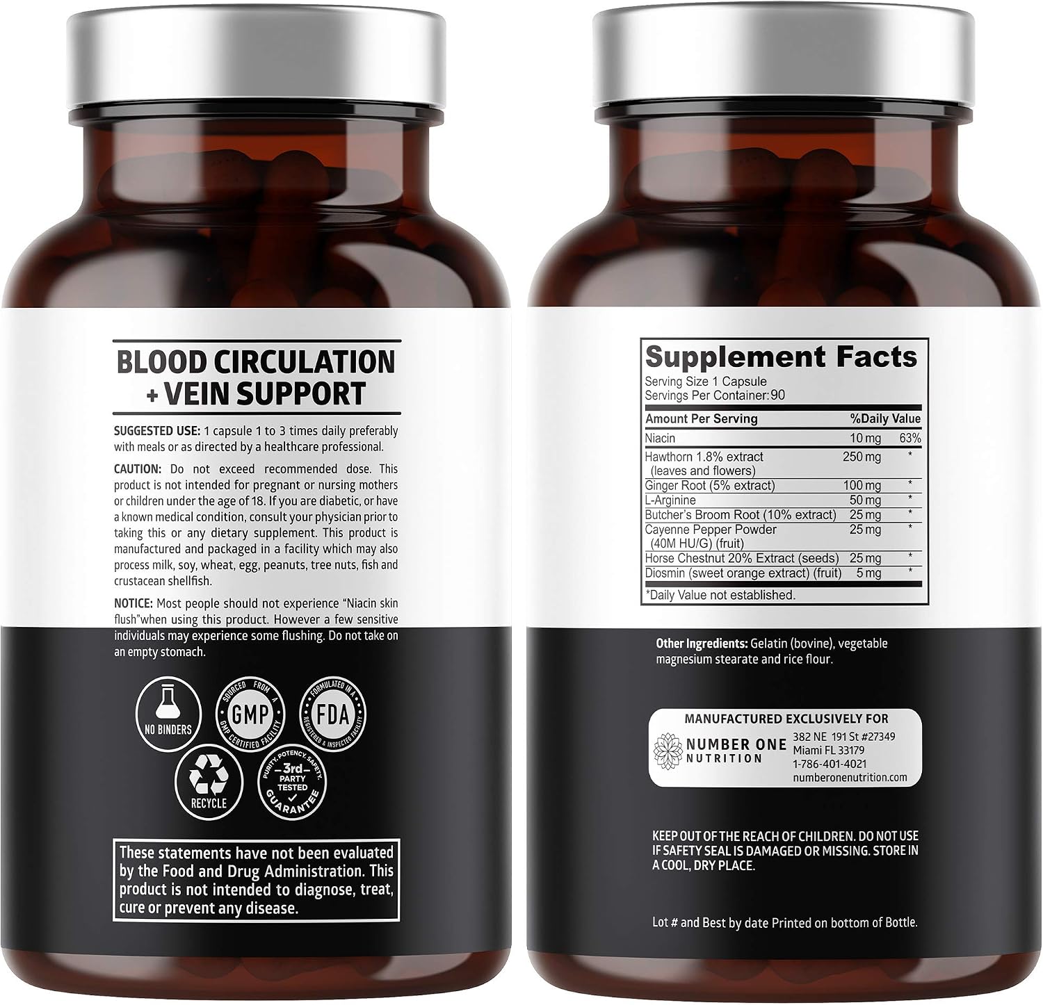 Number One Nutrition Suplemento Premium para la Circulación Sanguínea con 8 Hierbas y Vitaminas