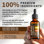 NUSAVA Organic Vitamin D3 K2 Drops with MCT Oil & Omega 3 - 5000 IU, Chocolate, 2 Pack, 2 Fl Oz