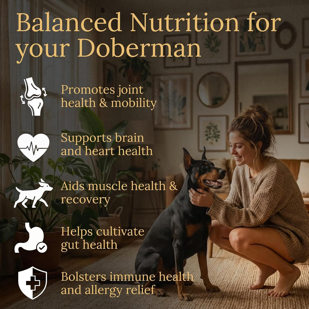 Multivitamínico para Doberman Pinscher, Nutrición Equilibrada, 90 comprimidos, Fabricado en USA con Bacon Real