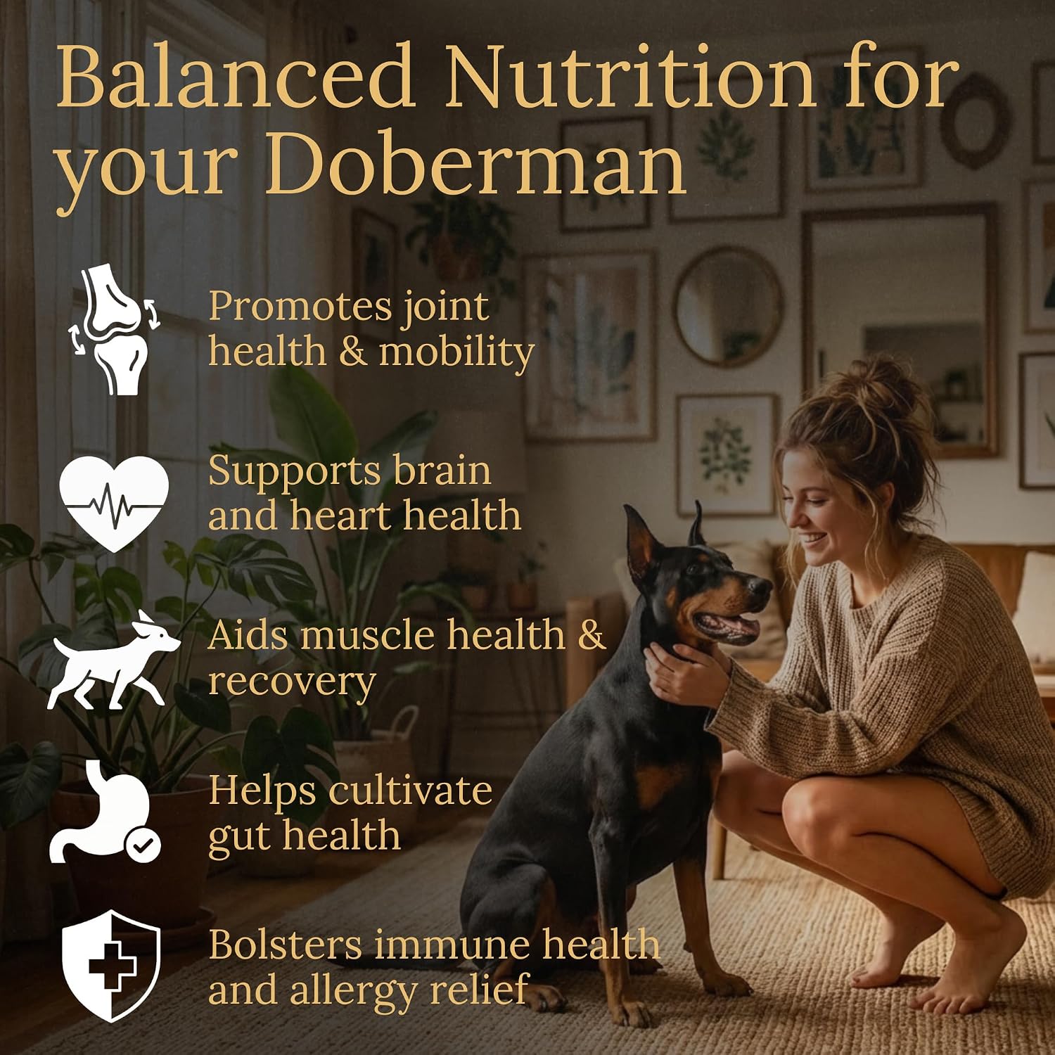 Multivitamínico para Doberman Pinscher, Nutrición Equilibrada, 90 comprimidos, Fabricado en USA con Bacon Real