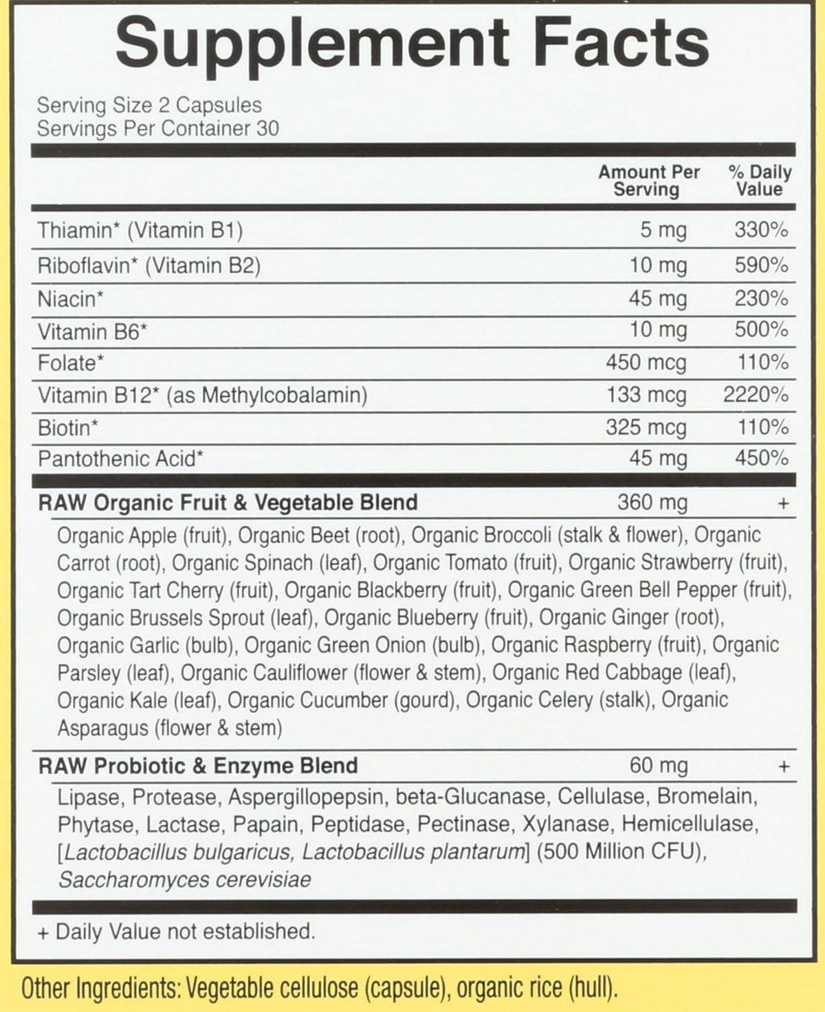 Garden of Life Vitamin Code Raw B Complex - Complejo B Vegano de Alta Potencia, 60 Cápsulas – Image 3