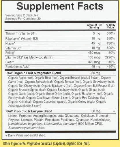 Garden of Life Vitamin Code Raw B Complex - Complejo B Vegano - 60 Cápsulas – Image 3