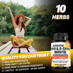 Cápsulas de Myo-Inositol y D-Chiro Inositol con Ashwagandha, Berberina, Canela, Gymnema, Sauzgatillo, Cardo Mariano, Cúrcuma y Melón Amargo - 90 Cápsulas