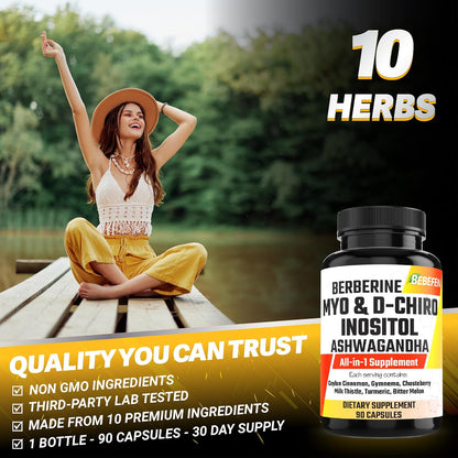 Cápsulas de Myo-Inositol y D-Chiro Inositol con Ashwagandha, Berberina, Canela, Gymnema, Sauzgatillo, Cardo Mariano, Cúrcuma – Image 7
