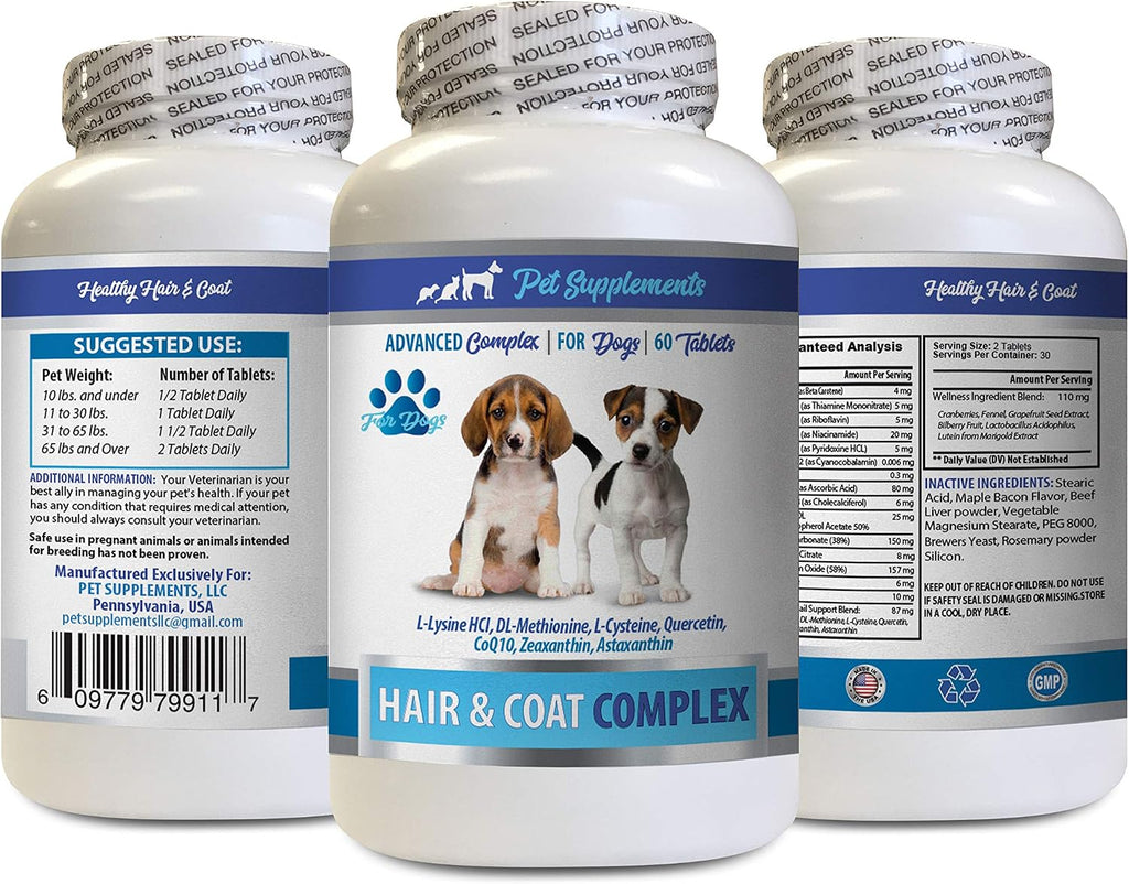 Refuerzo Inmunitario para Perros - Complejo de Pelo y Manto - Alivio del Picor - Apoyo Inmunitario - Vitaminas y Minerales - Complejo de Quercetina - 1 Frasco (60 Golosinas)
