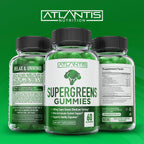 Supergreens Gummies - Complemento Diario de Superalimentos Verdes con Espinacas, Brócoli, Moringa, Remolacha, Apio, Té Verde y Acai - Sabor Frambuesa Natural, 60 Gominolas