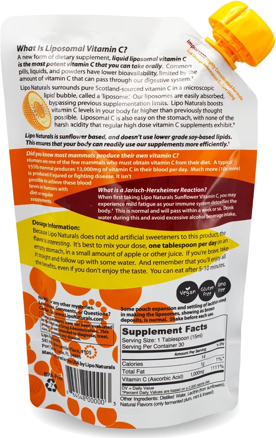 Lipo Naturals Vitamina C Liposomal 1000mg Líquido (30 Dosis)