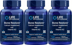 Life Extension Bone Restore Calcium with Vitamin K2, 120 cápsulas (Paquete de 3)