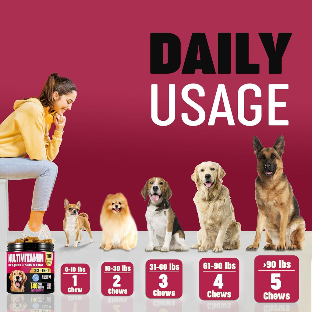 PAWMID Multivitamínicos Masticables para Perros con Probióticos - 140 Golosinas