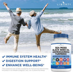 Liberty Lifestyle Sea Moss Black Seed Oil Ashwagandha Turmeric Bladderwrack Burdock - con Manuka, Honey Dandelion, ACV Black Pepper Gluten Free - 1-Pack