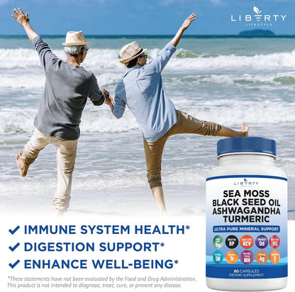 Liberty Lifestyle Sea Moss Black Seed Oil – Bladderwrack (Fucus vesiculosus): Un alga parda rica en yodo, – Image 5