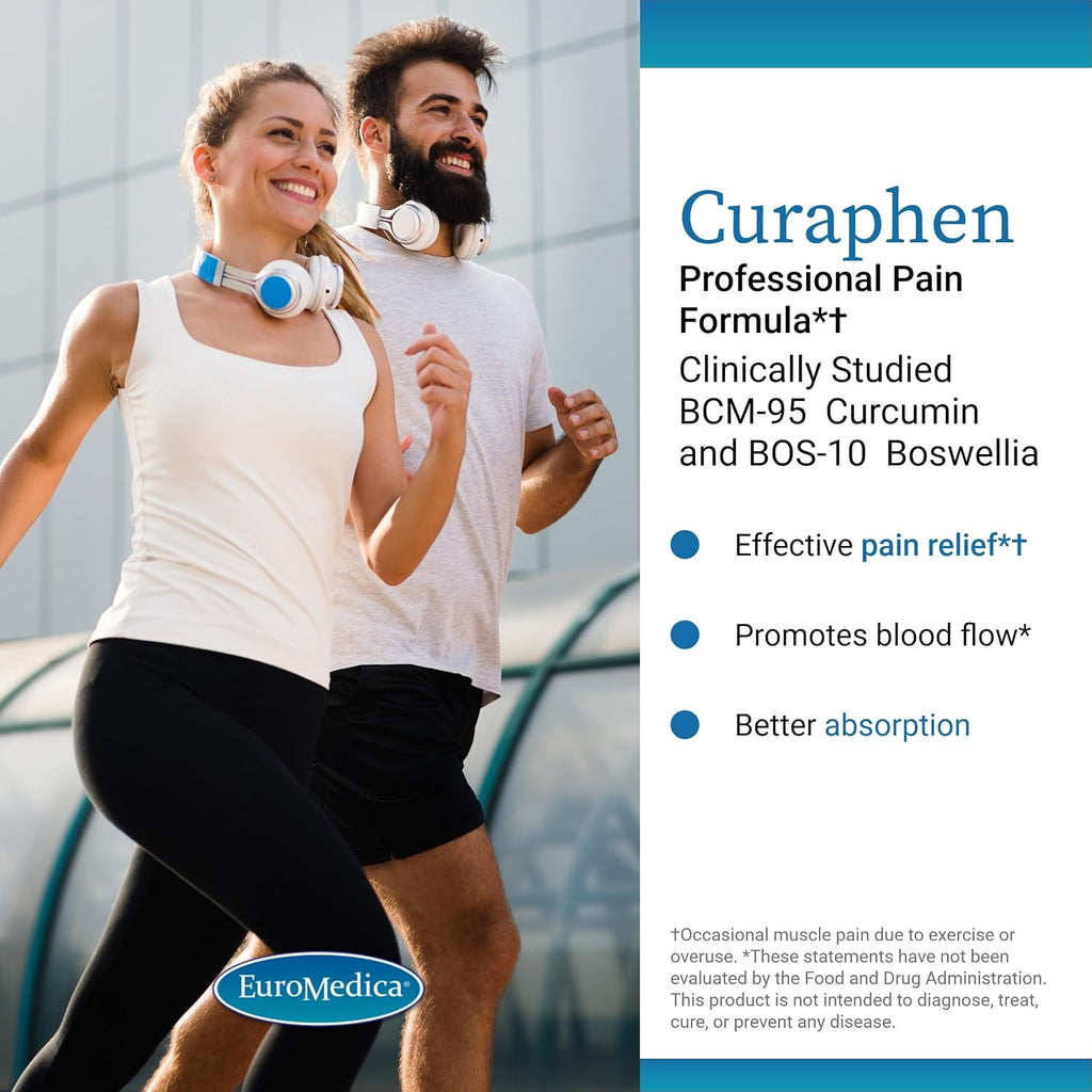 EuroMedica Curaphen - 60 Cápsulas - Professional Formula with Curcumin and Boswellia, DLPA & Nattokinase