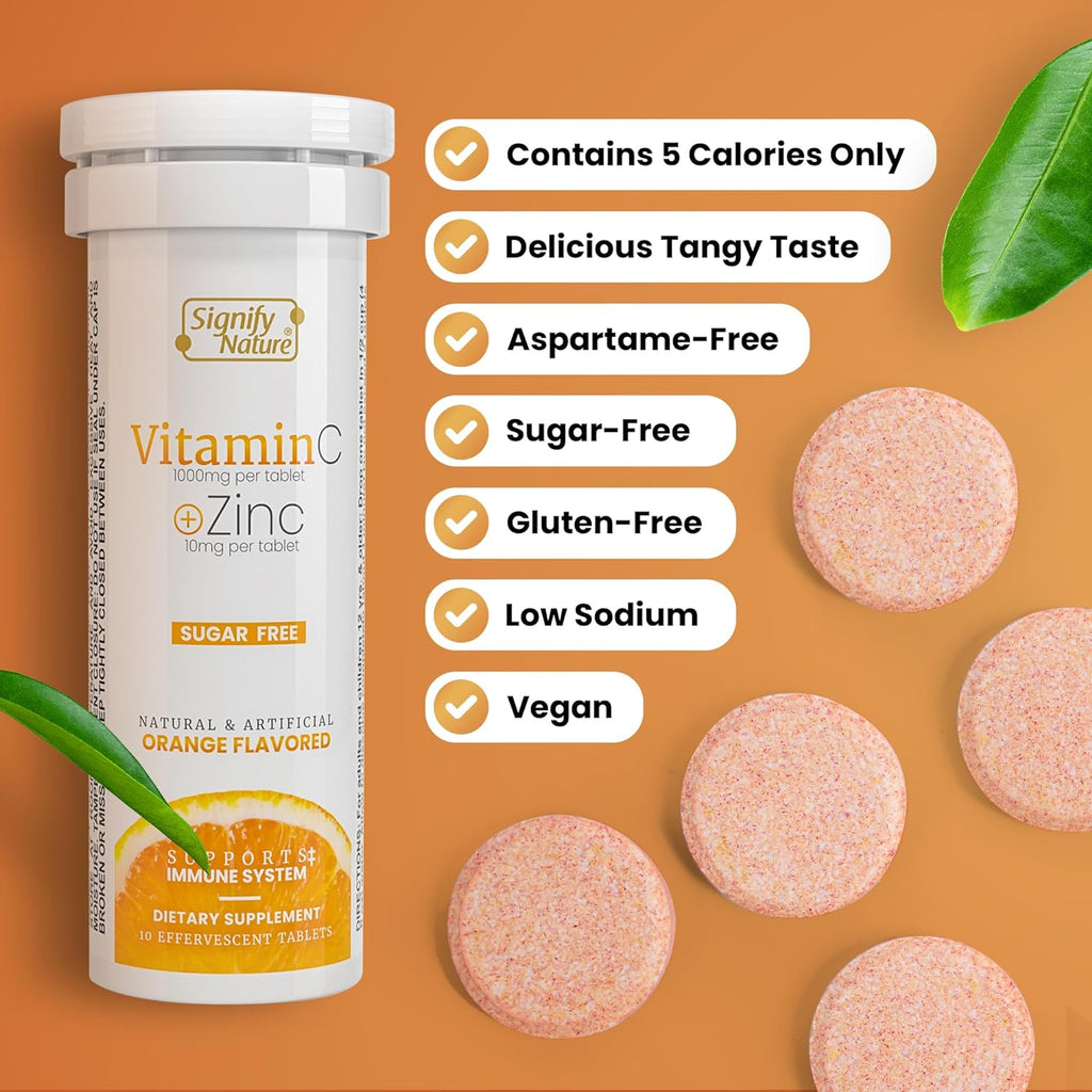 SIGNIFY NATURE Vitamina C 1000mg + Zinc Comprimidos Efervescentes - 80 Comprimidos