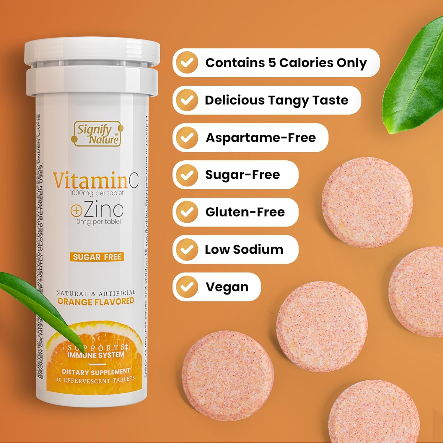 SIGNIFY NATURE Vitamina C 1000mg + Zinc Comprimidos Efervescentes - 80 Comprimidos