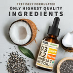 NUSAVA Gotas de Vitamina D3 y K2 con MCT Oil y Omega 3 - 5000 IU D3, 120 mcg K2 - 4 unidades