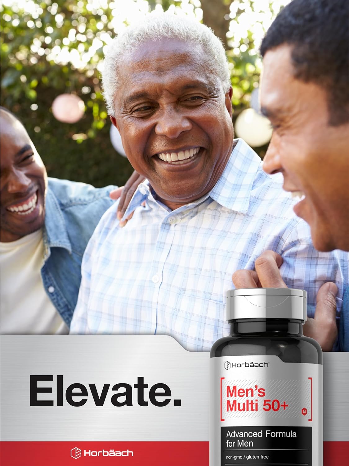 Horbäach Multivitamínico para Hombres 50+ | 60 Comprimidos | Fórmula Avanzada con Calcio, Magnesio, Vitaminas A, B, C, D y E | Sin Gluten y No-GMO