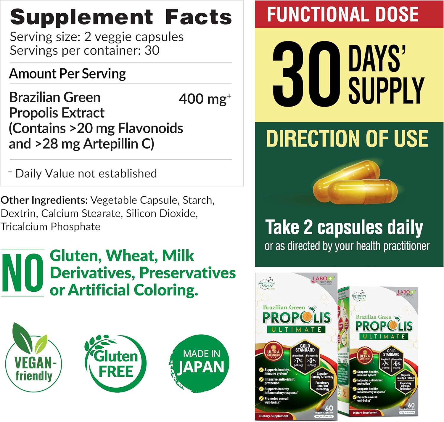 LABO Nutrition Brazilian Green Propolis Ultimate - 60 Cápsulas Vegetales