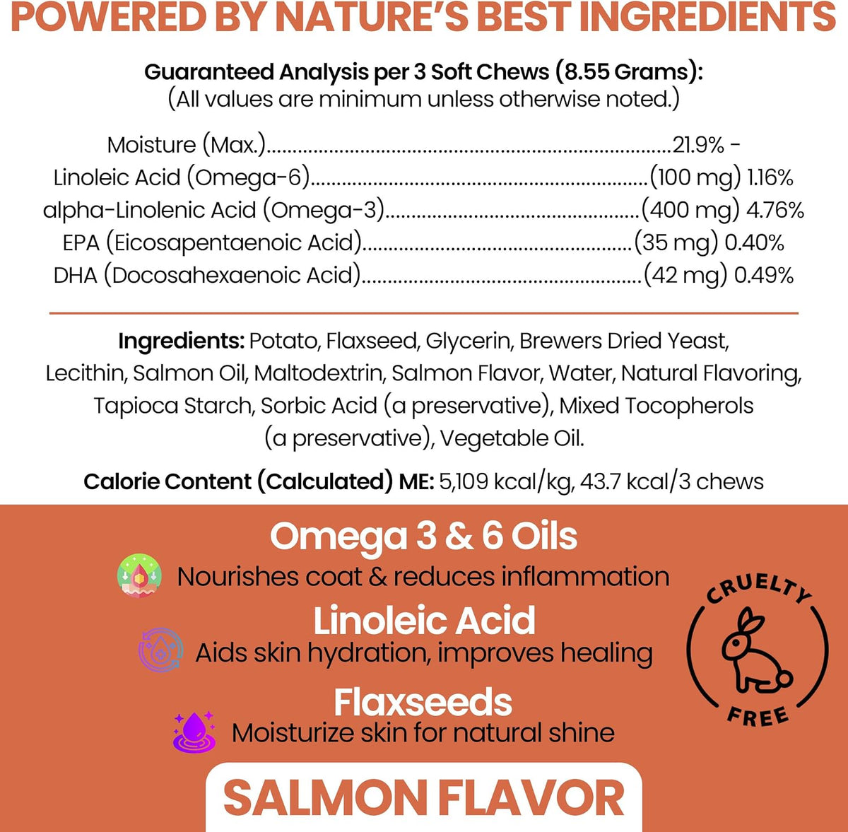 Aceite de Salmón para Perros - Golosinas Blandas Omega para Piel y Pelaje - 180 Unidades - görsel 2