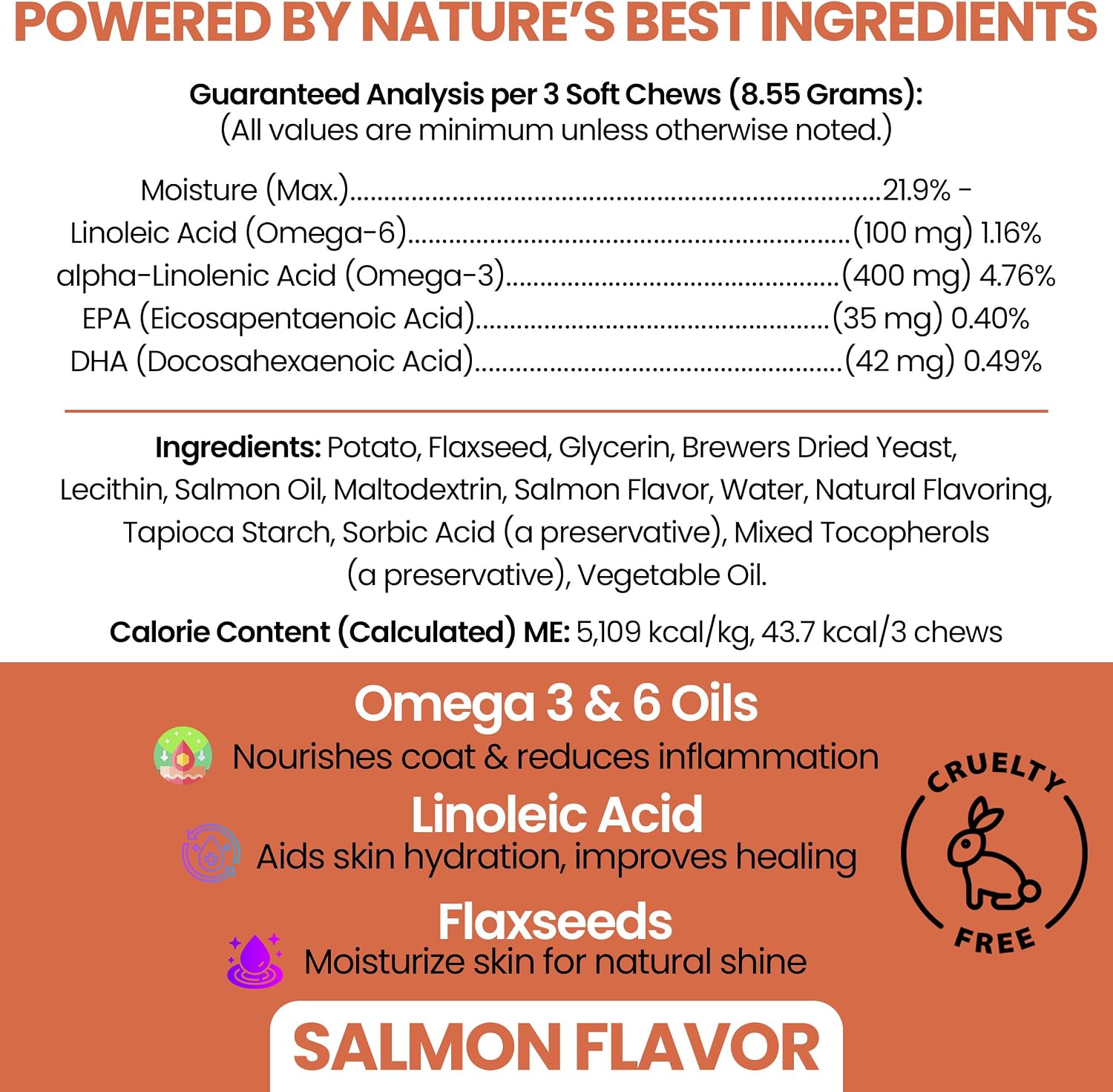 Aceite de Salmón para Perros - Golosinas Blandas Omega para Piel y Pelaje - 180 Unidades