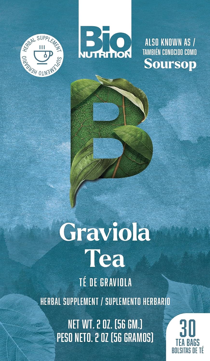 BIO NUTRITION INC. Graviola Soursop Tea, 30 bolsitas, 9 g