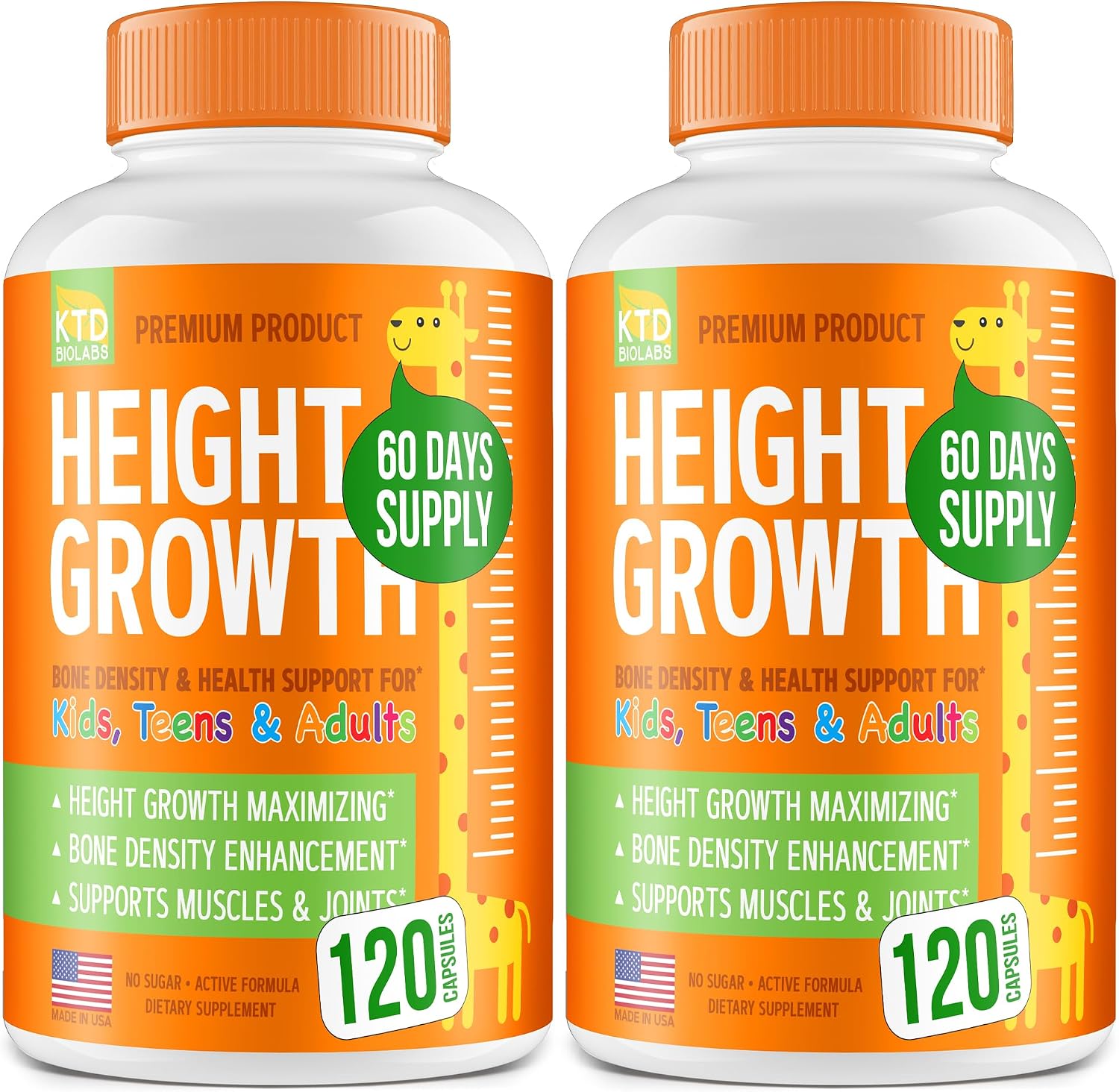 KTD BIOLABS Kids Height Growth Support – 2 Pack (120 Cápsulas)