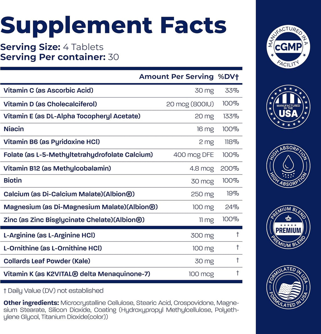BONE SCIENCE Primeheight Apoyo Óseo y Crecimiento con Calcio, Vitamina D3, K2, Magnesio, Zinc - Fórmula Vegana, No OGM, 120 Comprimidos