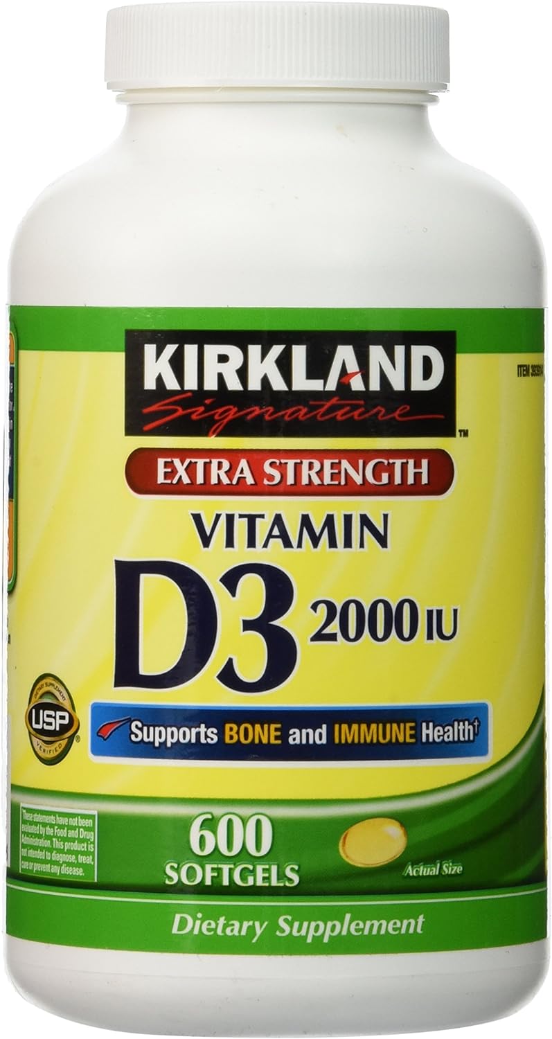 Kirkland Vitamina D-3 Extra Fuerte 2000 UI 600 Cápsulas Blandas