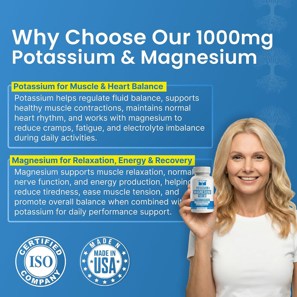 Life Strength Potasio y Magnesio 1000mg - 90 Cápsulas