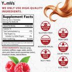 YUM-V'S Biotin Gummies 10.000 mcg – Gominolas de Biotina para Cabello, Piel y Uñas – 70 Gominolas – Sabor Frambuesa – Vegano