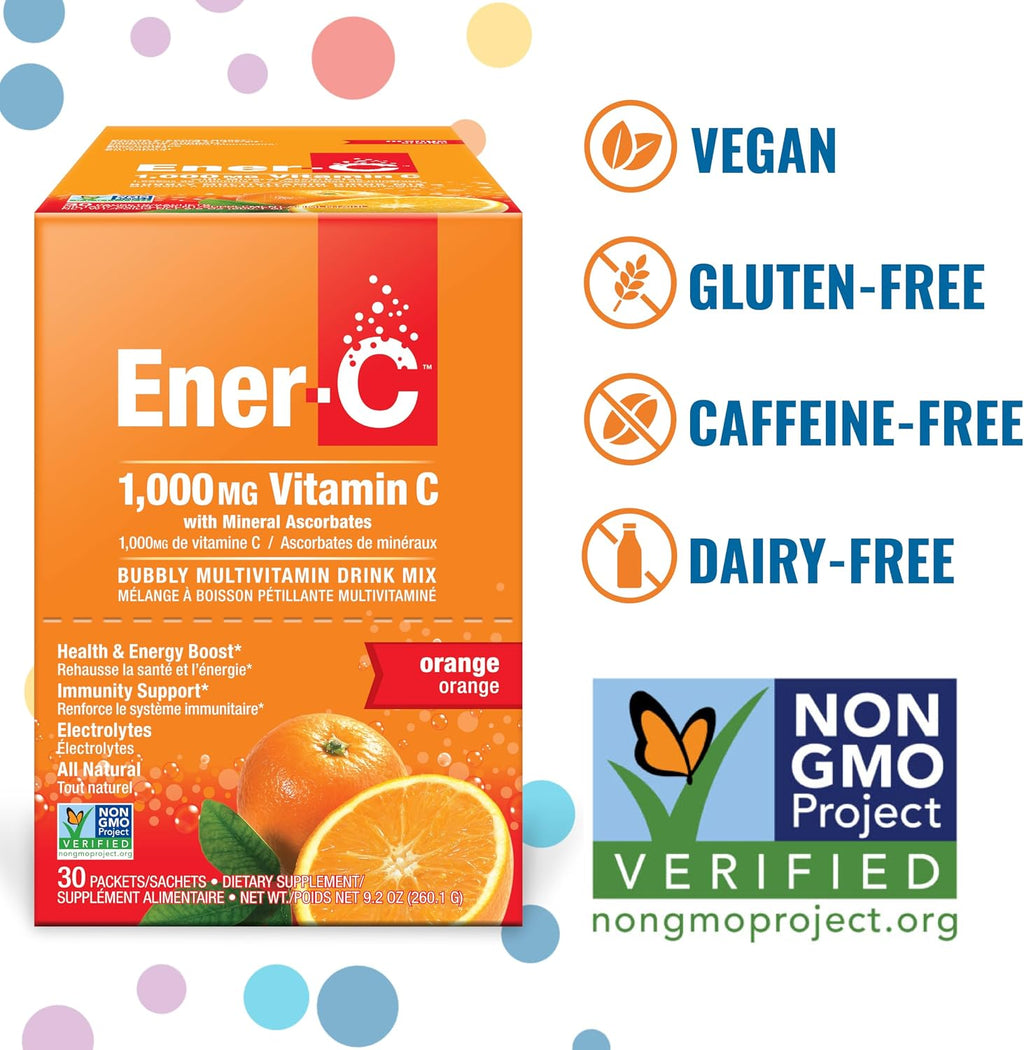 Ener-C Multivitamin Drink Mix - 60 Sobres, Sabor Naranja