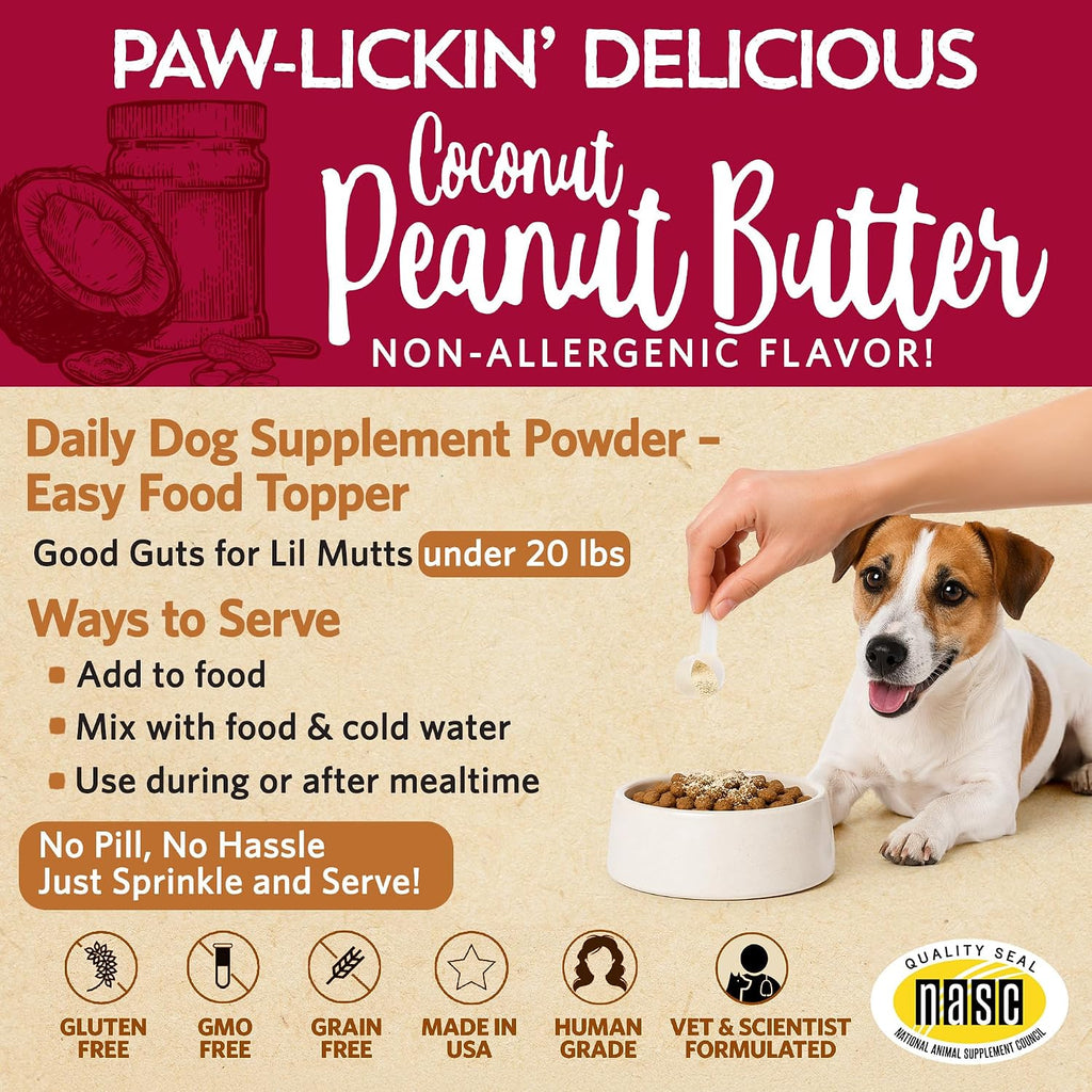 Good Guts Probióticos para Perros Pequeños – Polvo Digestivo con 3B UFC, Enzimas y Prebióticos