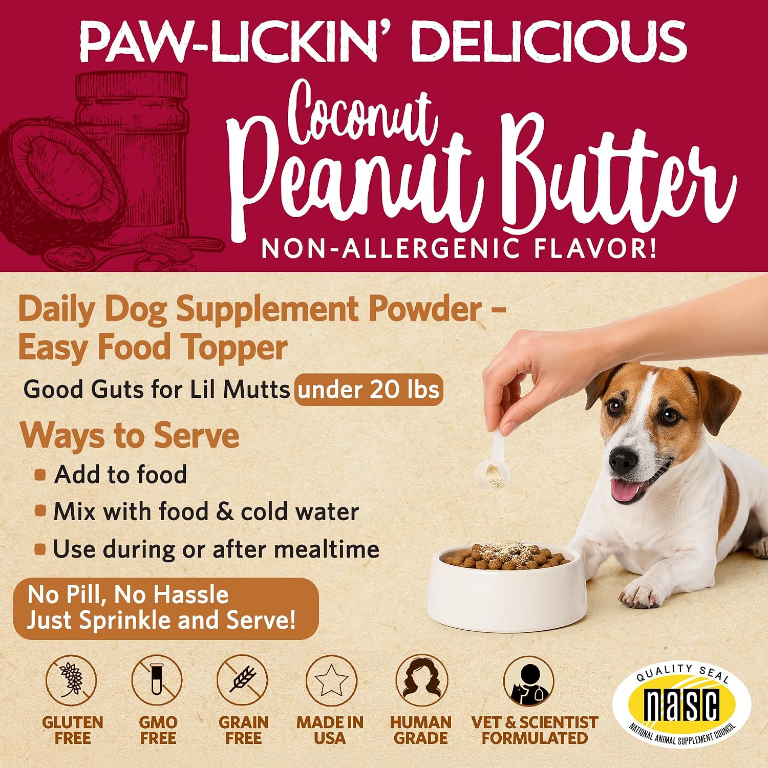 Good Guts Probióticos para Perros Pequeños – Polvo Digestivo con 3B UFC, Enzimas y Prebióticos