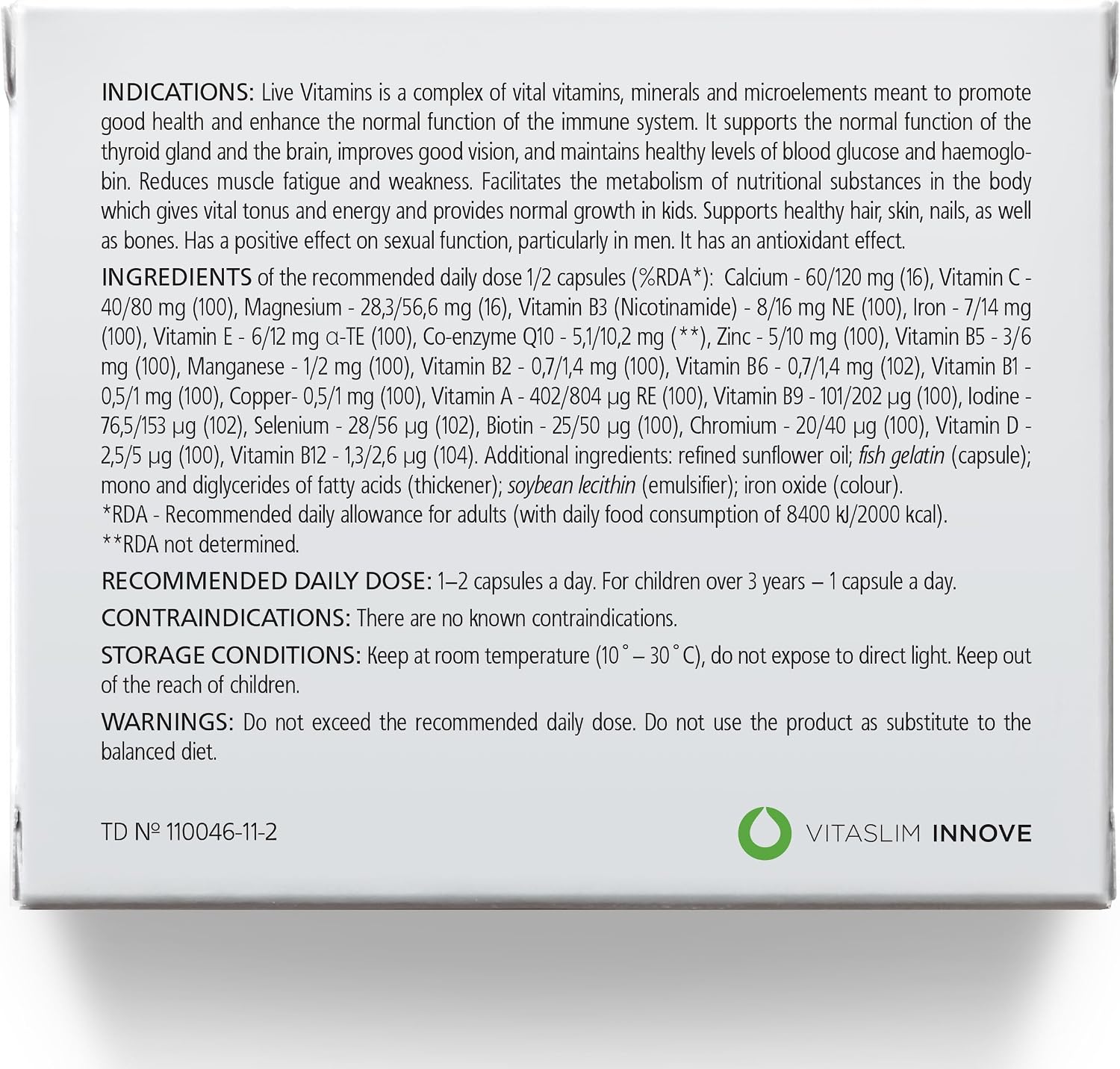Live Vitamins Complejo Multivitamínico y Mineral con Coenzima Q10