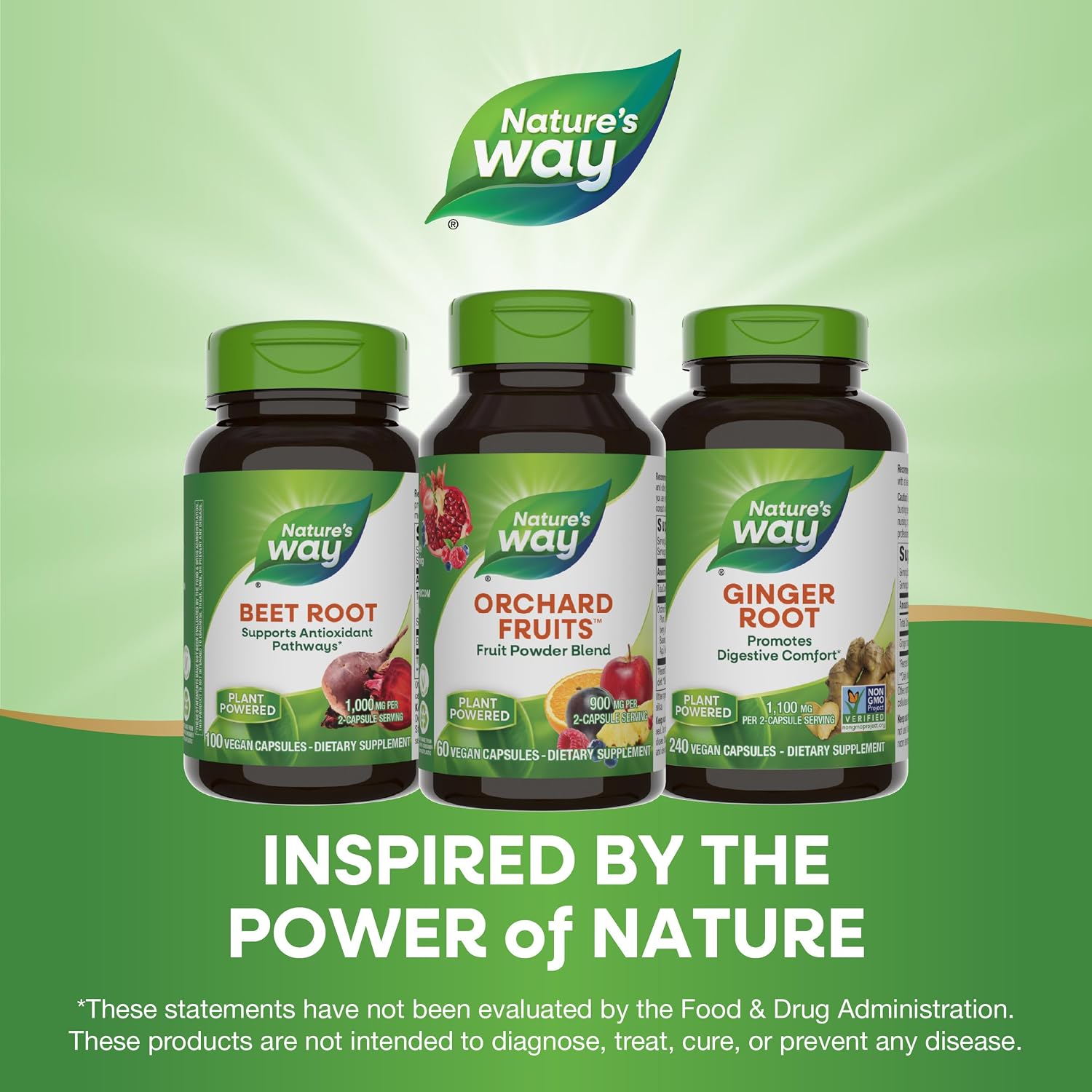 Nature's Way Orchard Fruits, Mezcla de Frutas en Polvo, 900 mg, 60 Cápsulas