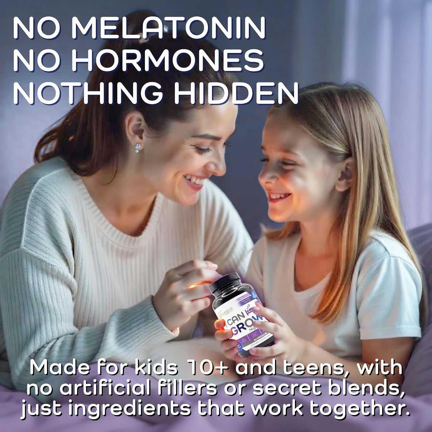 I Can Grow NightTime Vitaminas para Niños - Multivitamínico con Glicinato de Magnesio para el Sueño