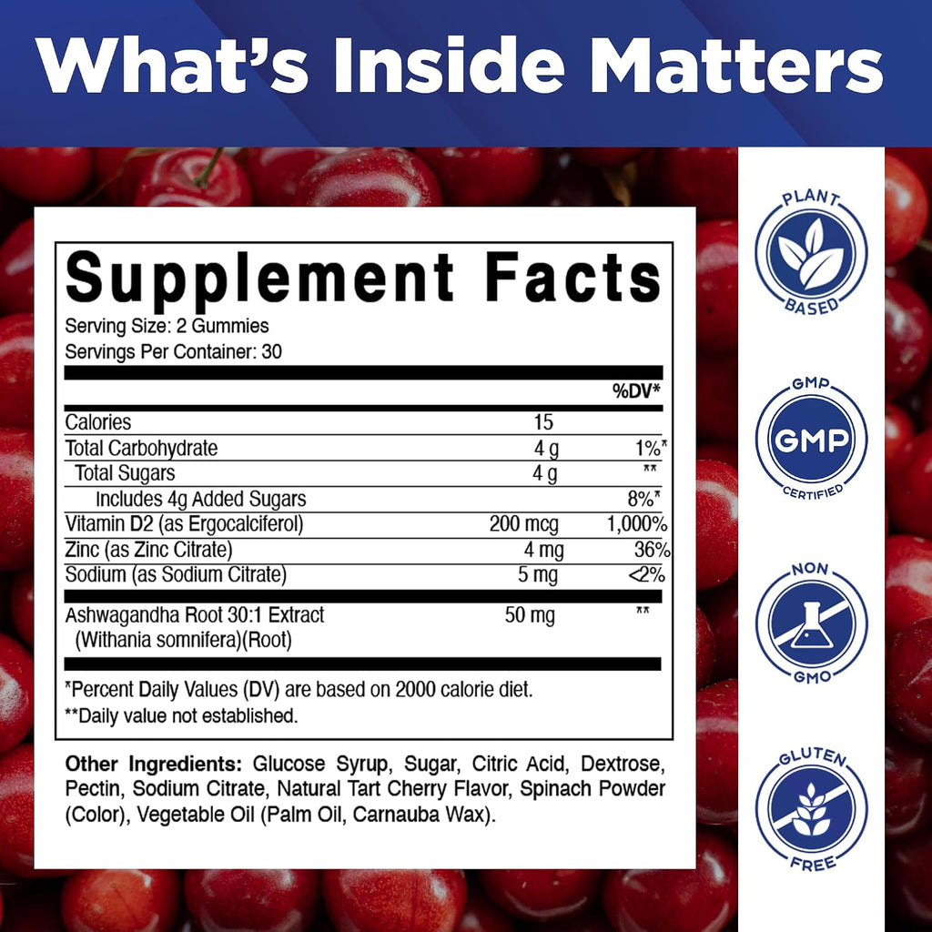 Vitamatic Ashwagandha 30:1 Extract 50 mg – Gominolas Veganas con Withanólidos – 60 Unidades