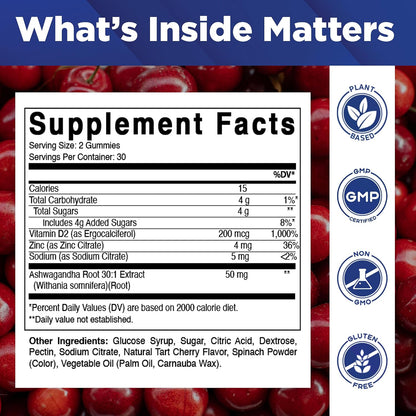 Vitamatic Ashwagandha 30:1 Extract 50 mg – Gominolas Veganas con Withanólidos – 60 Unidades – Image 2