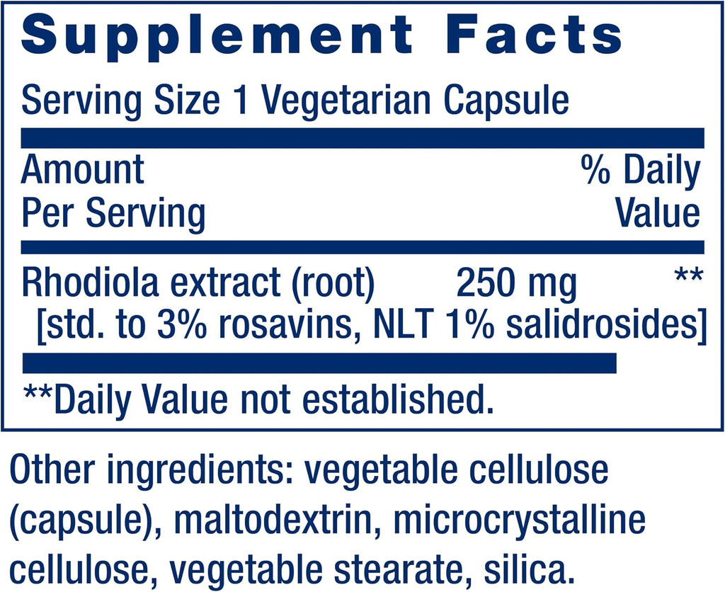 Life Extension Extracto de Rhodiola rosea, 250 mg, 60 Cápsulas Vegetarianas